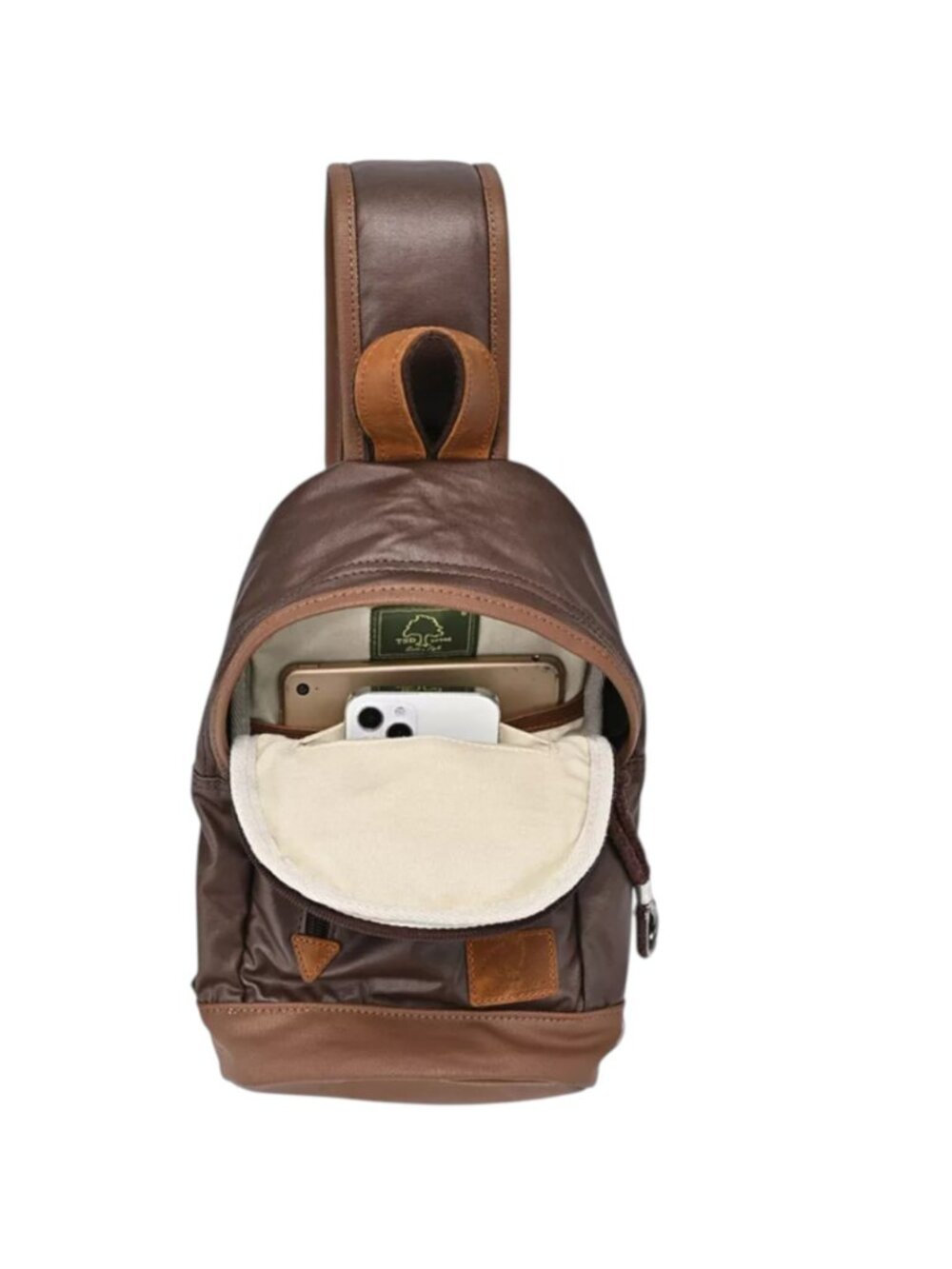 TSD The Same Direction Brand Urban Light Coated Canvas & Leather Sling Bag - Picture 3 of 5